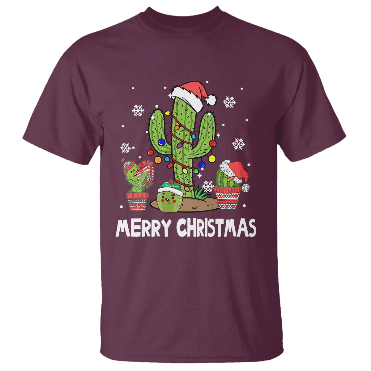 Merry Xmas In Arizona US State Funny Saguaro Cactus Christmas Tree T Shirt - Wonder Print Shop