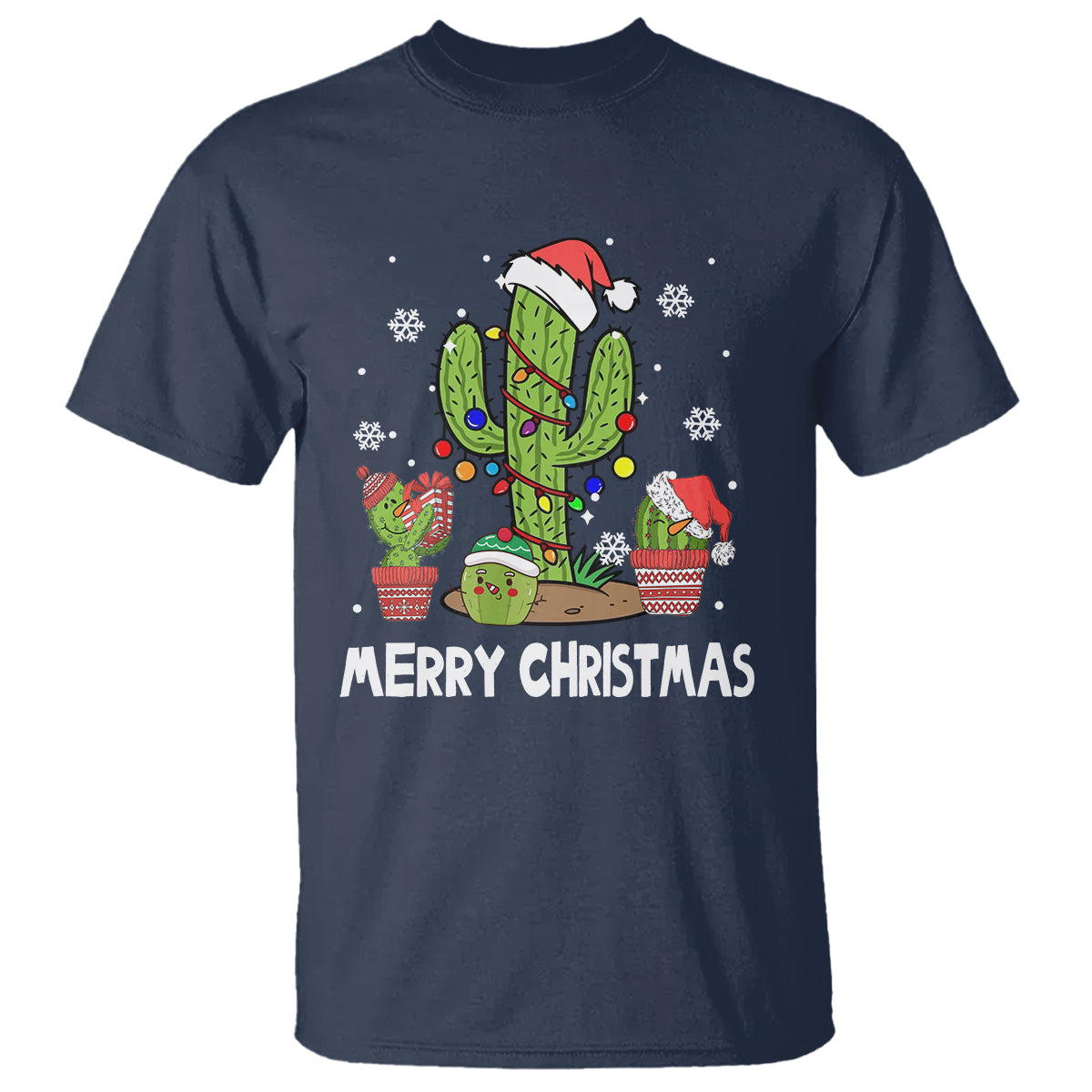 Merry Xmas In Arizona US State Funny Saguaro Cactus Christmas Tree T Shirt - Wonder Print Shop