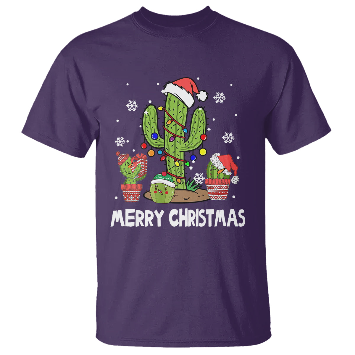 Merry Xmas In Arizona US State Funny Saguaro Cactus Christmas Tree T Shirt - Wonder Print Shop