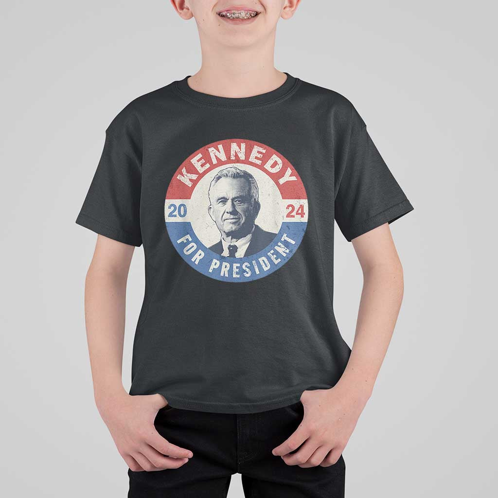 RFK Jr Kennedy 2024 T Shirt For Kid For President Vintage Button - Wonder Print Shop