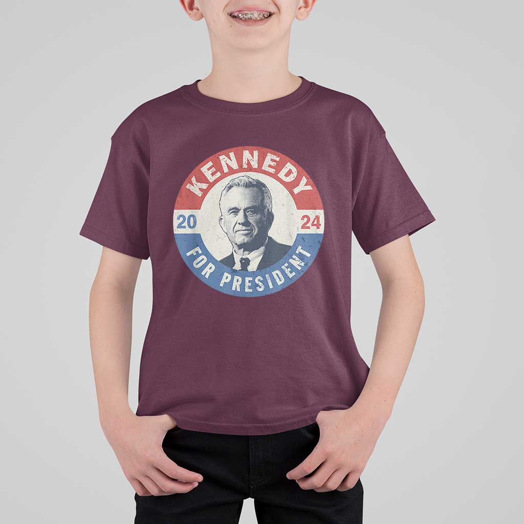 RFK Jr Kennedy 2024 T Shirt For Kid For President Vintage Button - Wonder Print Shop