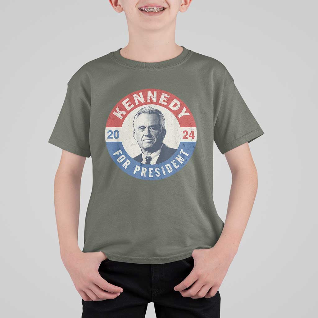 RFK Jr Kennedy 2024 T Shirt For Kid For President Vintage Button - Wonder Print Shop