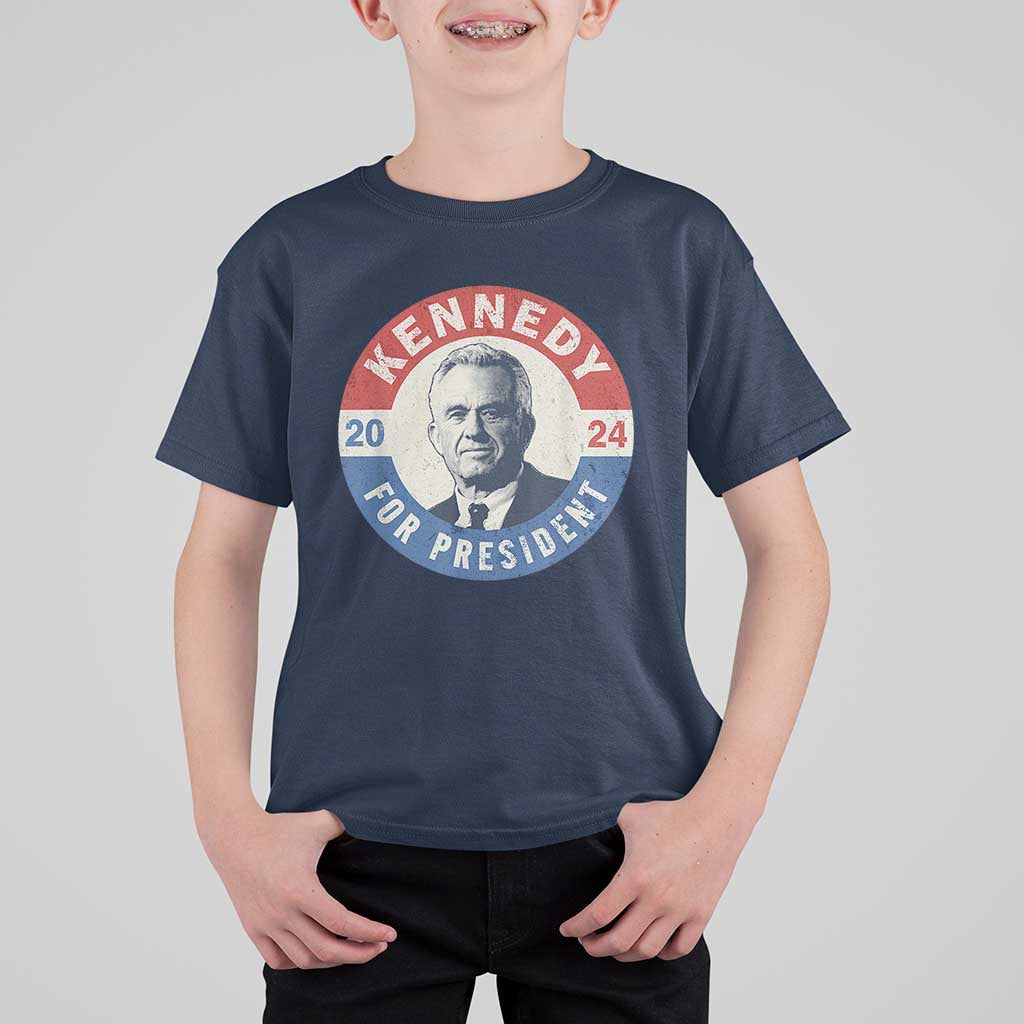 RFK Jr Kennedy 2024 T Shirt For Kid For President Vintage Button - Wonder Print Shop