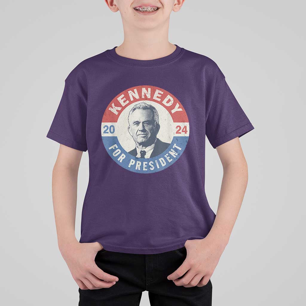 RFK Jr Kennedy 2024 T Shirt For Kid For President Vintage Button - Wonder Print Shop