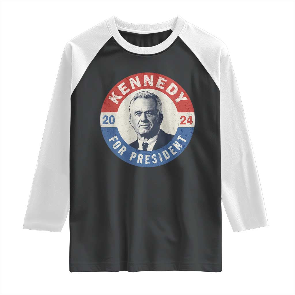 RFK Jr Kennedy 2024 Raglan Shirt For President Vintage Button
