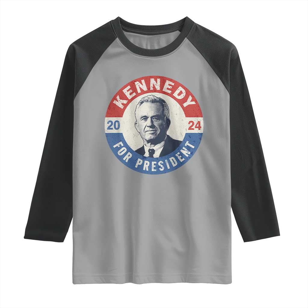RFK Jr Kennedy 2024 Raglan Shirt For President Vintage Button