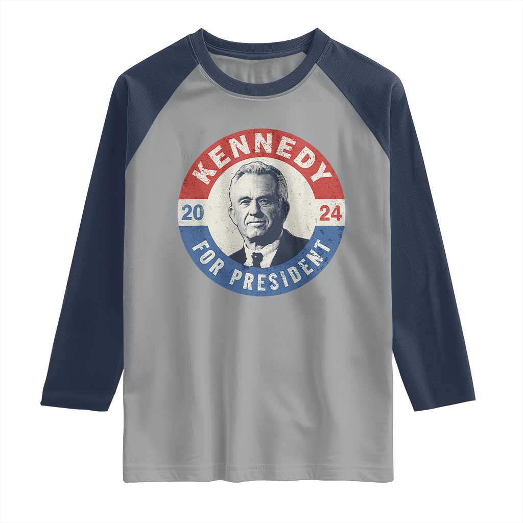RFK Jr Kennedy 2024 Raglan Shirt For President Vintage Button