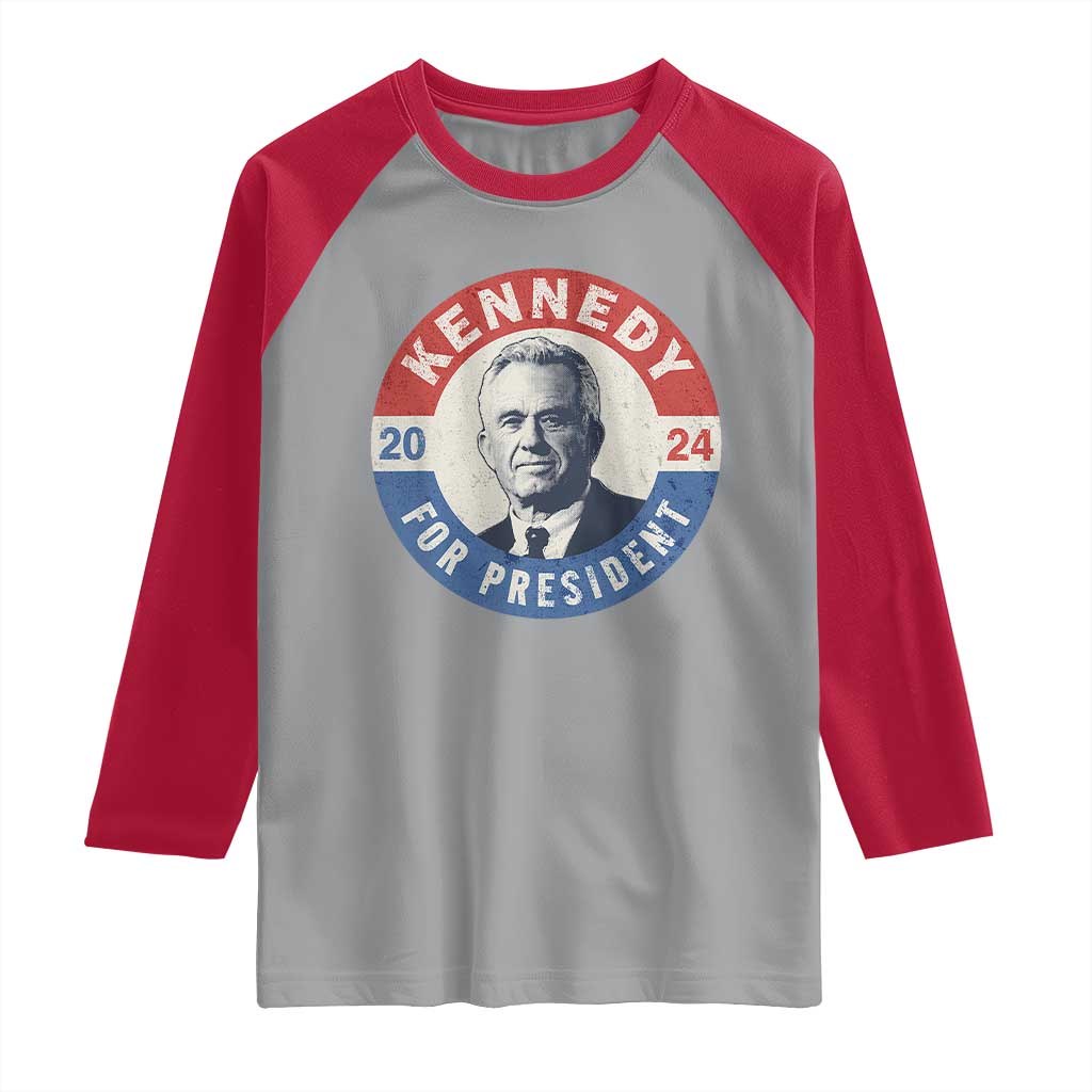 RFK Jr Kennedy 2024 Raglan Shirt For President Vintage Button