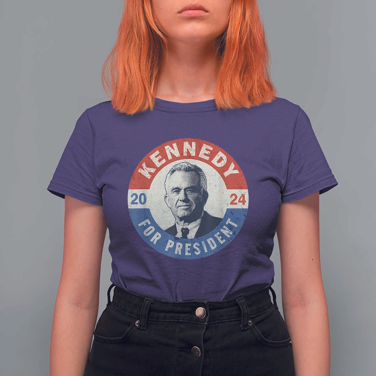 RFK Jr Kennedy 2024 T Shirt For Women For President Vintage Button - Wonder Print Shop