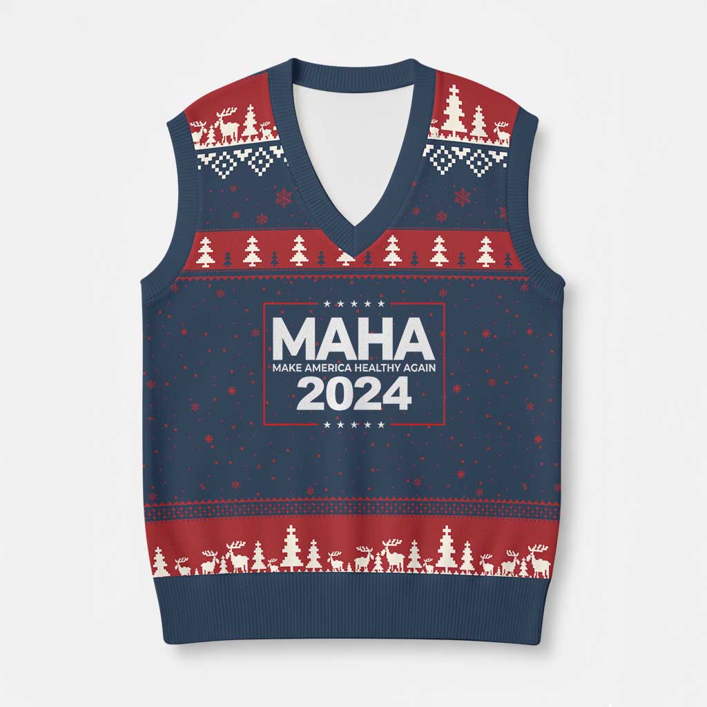 RFK Jr Kennedy 2024 V-Neck Knit Sweater Vest MAHA Make America Healthy Again - Wonder Print Shop