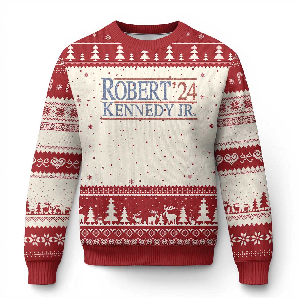 RFK Jr Kennedy 2024 Ugly Christmas Sweater Distressed Robert Kennedy Jr. 24 - Wonder Print Shop
