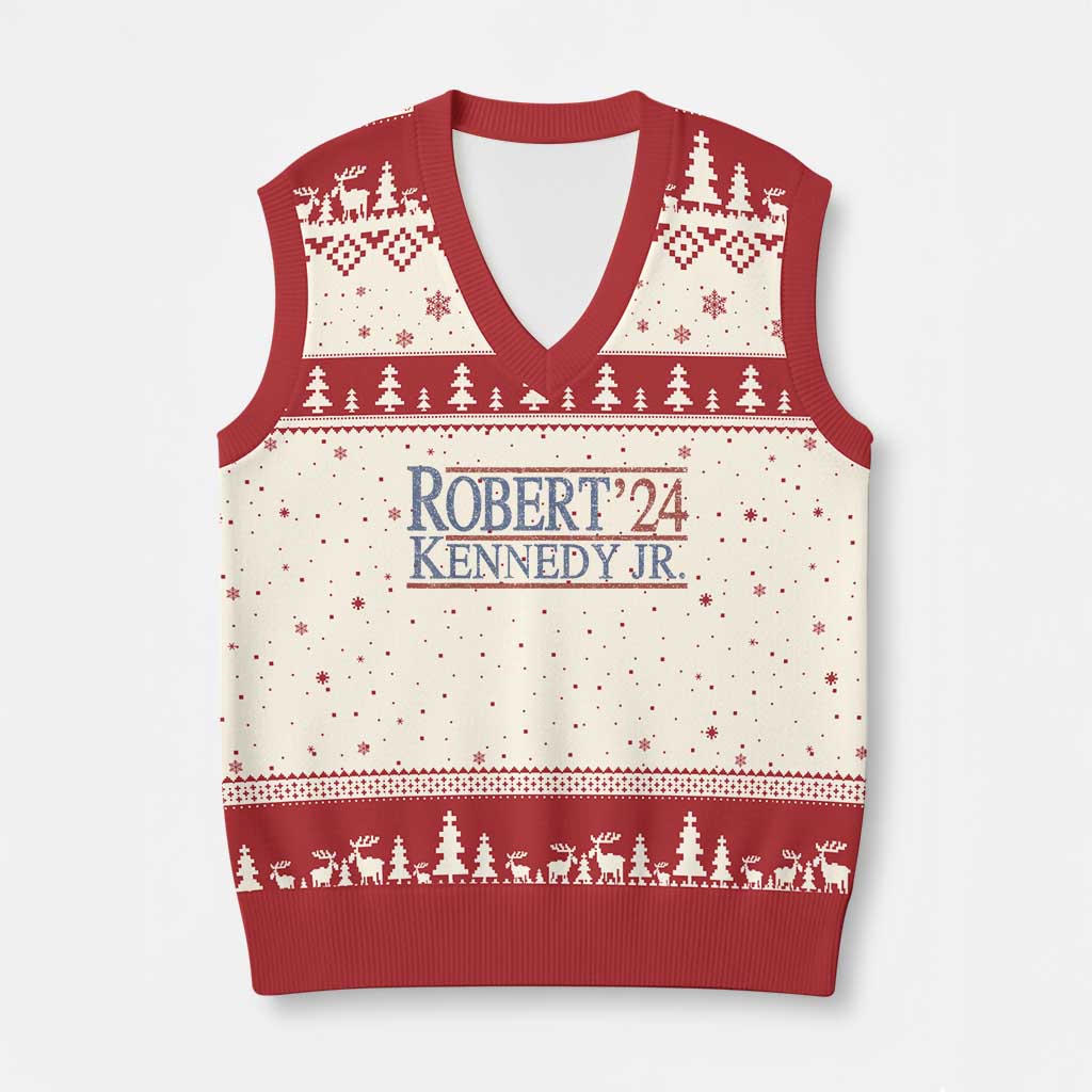 RFK Jr Kennedy 2024 V-Neck Knit Sweater Vest Distressed Robert Kennedy Jr. 24 - Wonder Print Shop