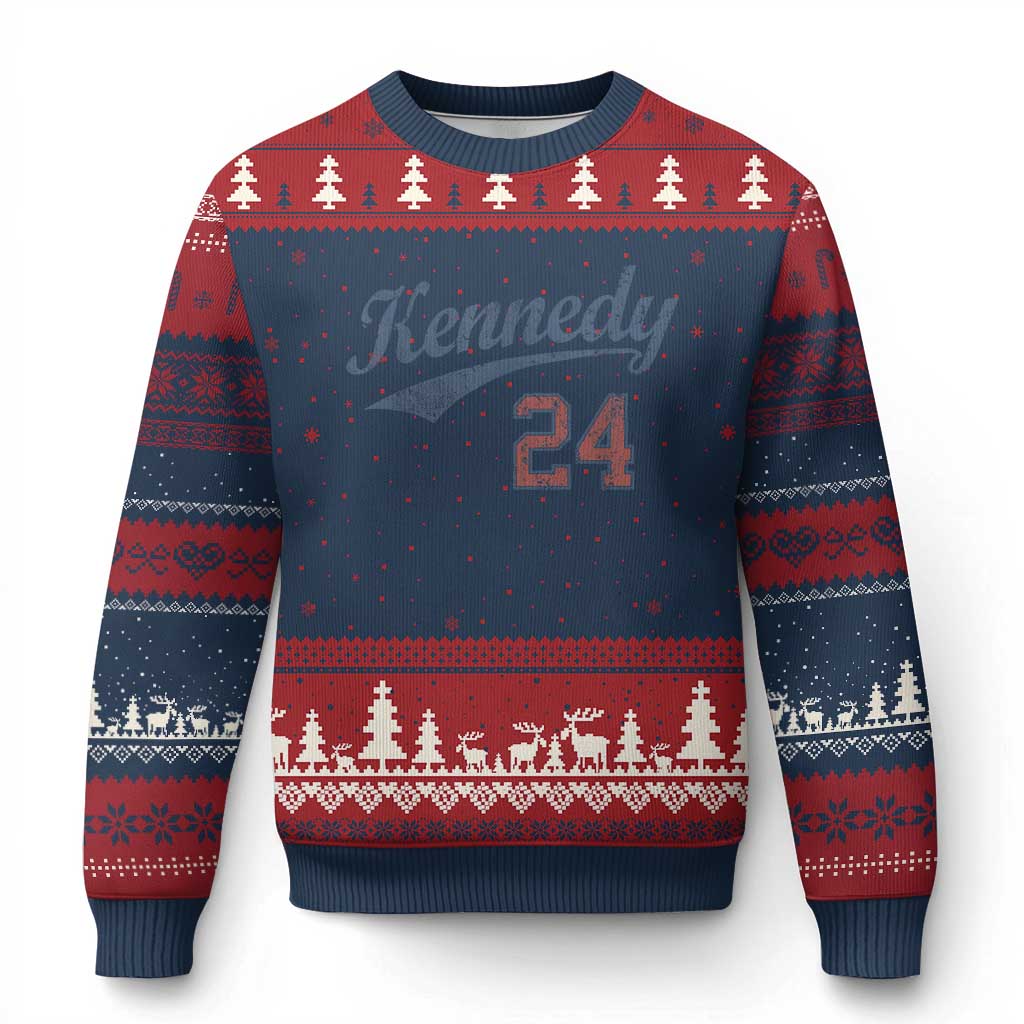 RFK Jr Kennedy 2024 Ugly Christmas Sweater Team Kennedy 24 Vintage - Wonder Print Shop