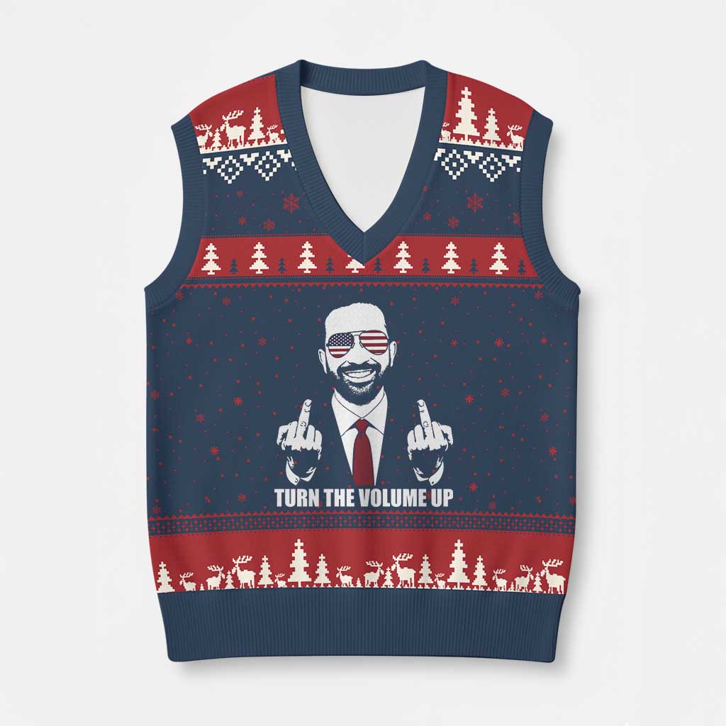 Zohran Mamdani Hope V-Neck Knit Sweater Vest Zoharan Mamdani USA Flag Funny Middle Finger - Wonder Print Shop