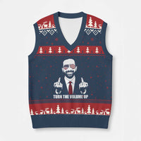 Zohran Mamdani Hope V-Neck Knit Sweater Vest Zoharan Mamdani USA Flag Funny Middle Finger - Wonder Print Shop