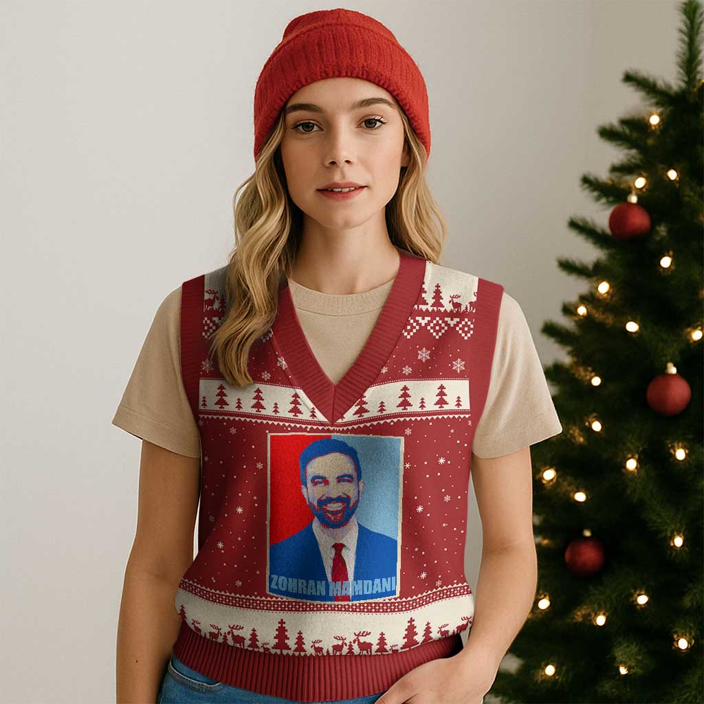 Zohran Madamni V-Neck Knit Sweater Vest for New York Mayor - Wonder Print Shop