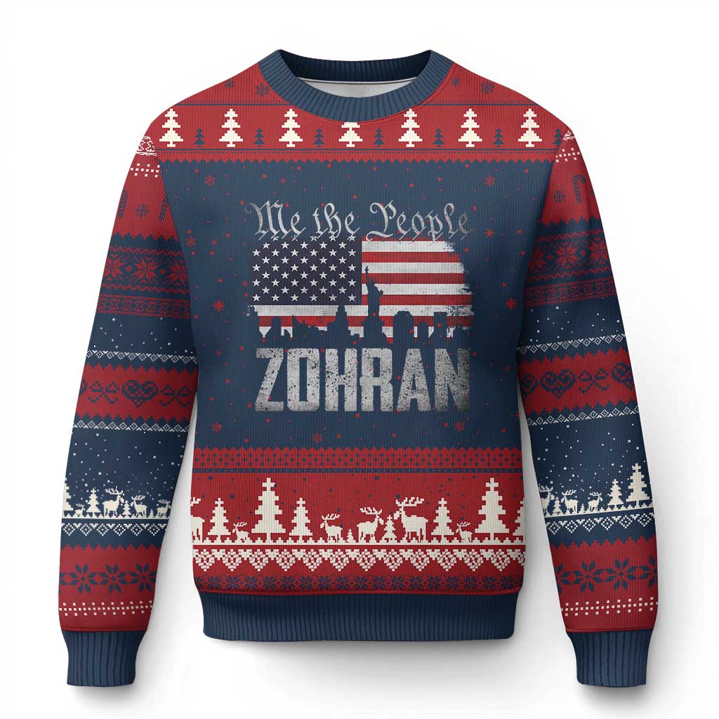 Zohran Mamdani Groovy Flowers Ugly Christmas Sweater Retro Style - Wonder Print Shop