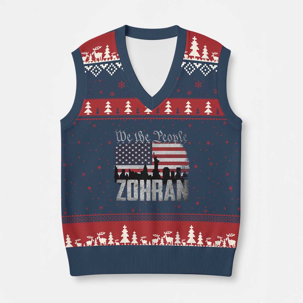 Zohran Mamdani Groovy Flowers V-Neck Knit Sweater Vest Retro Style TS02