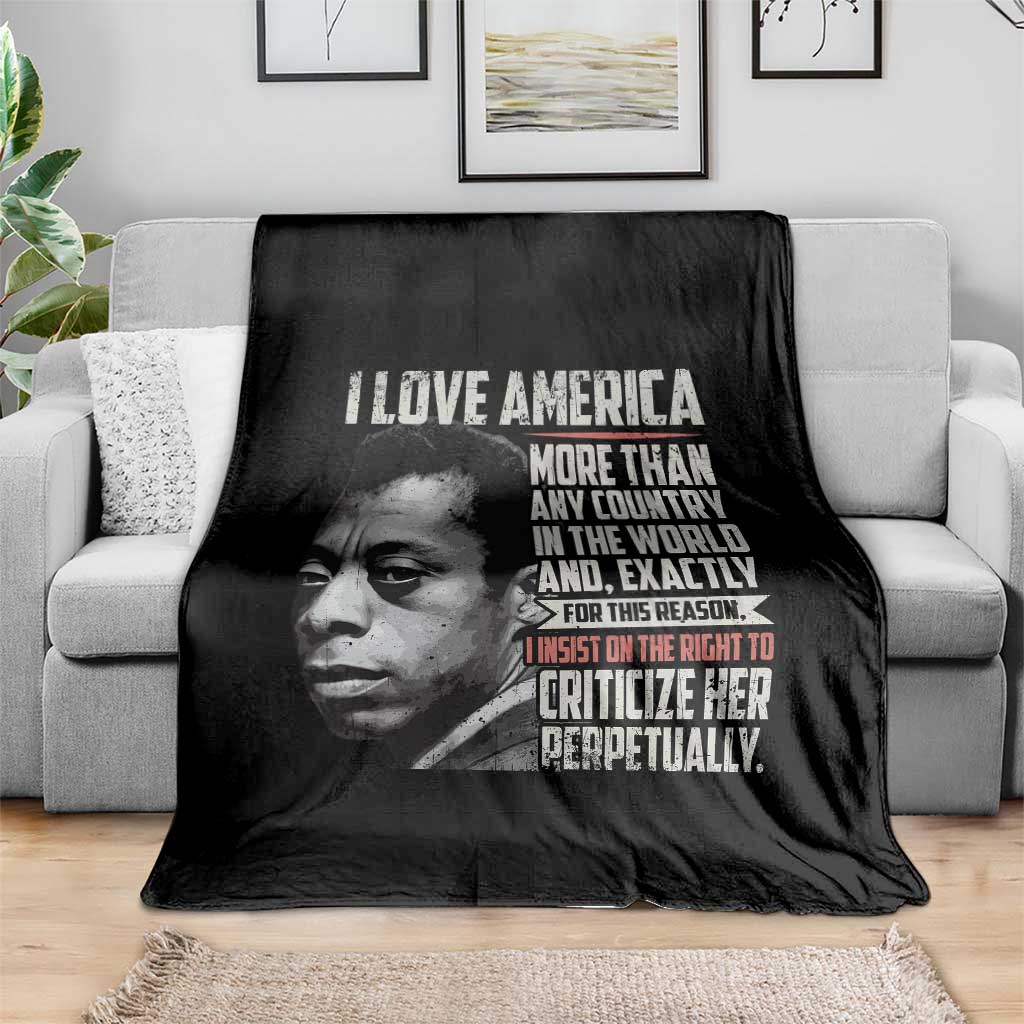 James Baldwin American Patriotic Throw Blanket I Love America More Than Any Country - Wonder Print Shop