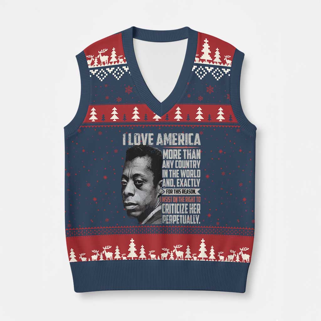 James Baldwin American Patriotic V-Neck Knit Sweater Vest I Love America More Than Any Country - Wonder Print Shop