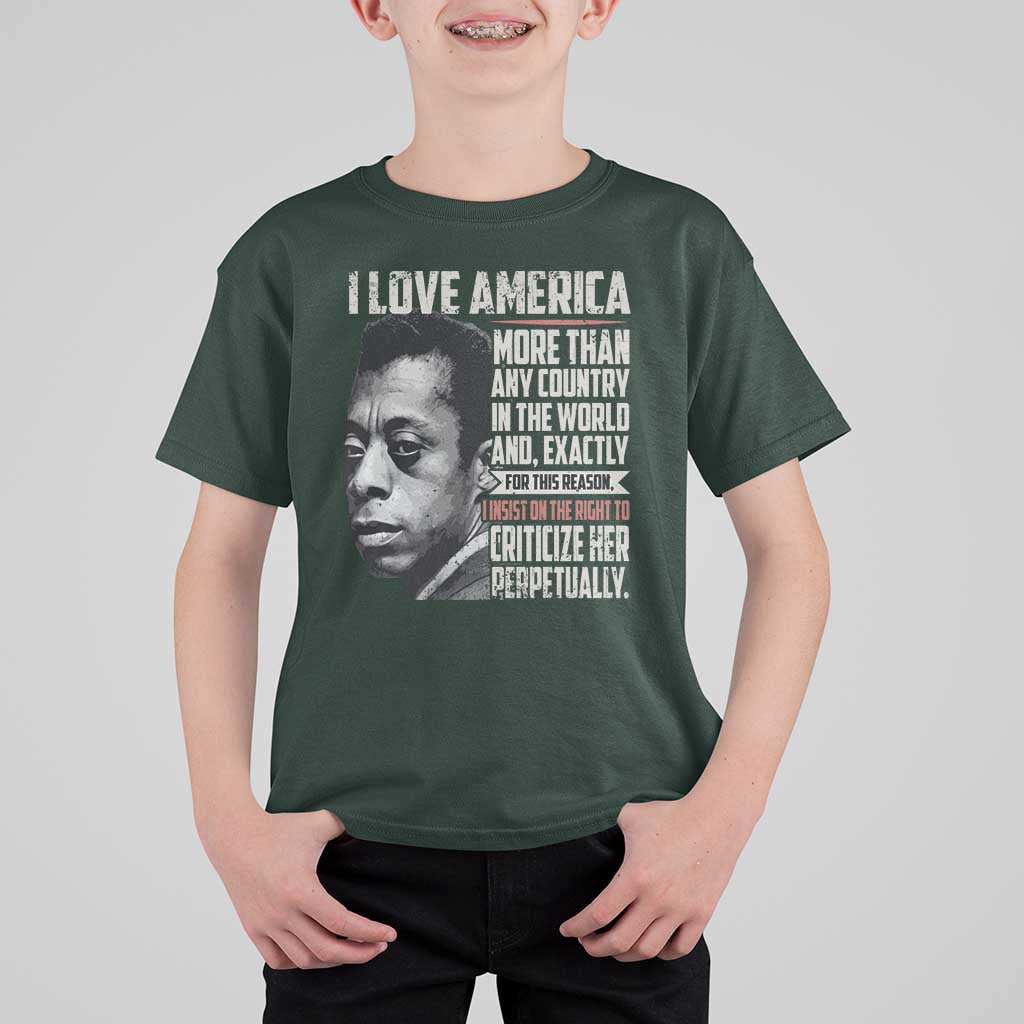 James Baldwin American Patriotic T Shirt For Kid I Love America More Than Any Country - Wonder Print Shop