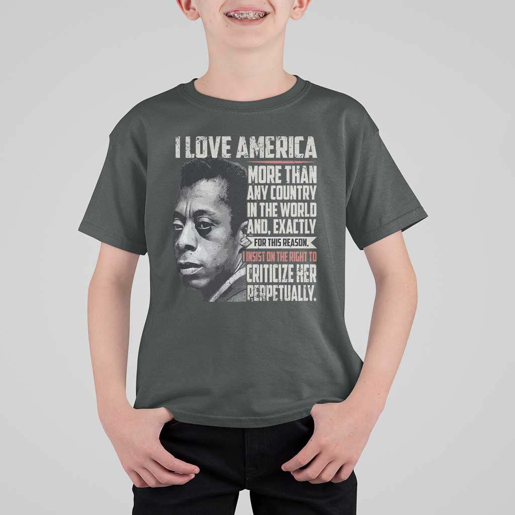 James Baldwin American Patriotic T Shirt For Kid I Love America More Than Any Country - Wonder Print Shop