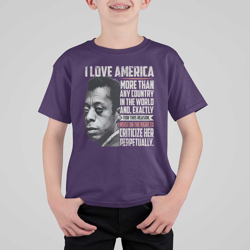 James Baldwin American Patriotic T Shirt For Kid I Love America More Than Any Country - Wonder Print Shop
