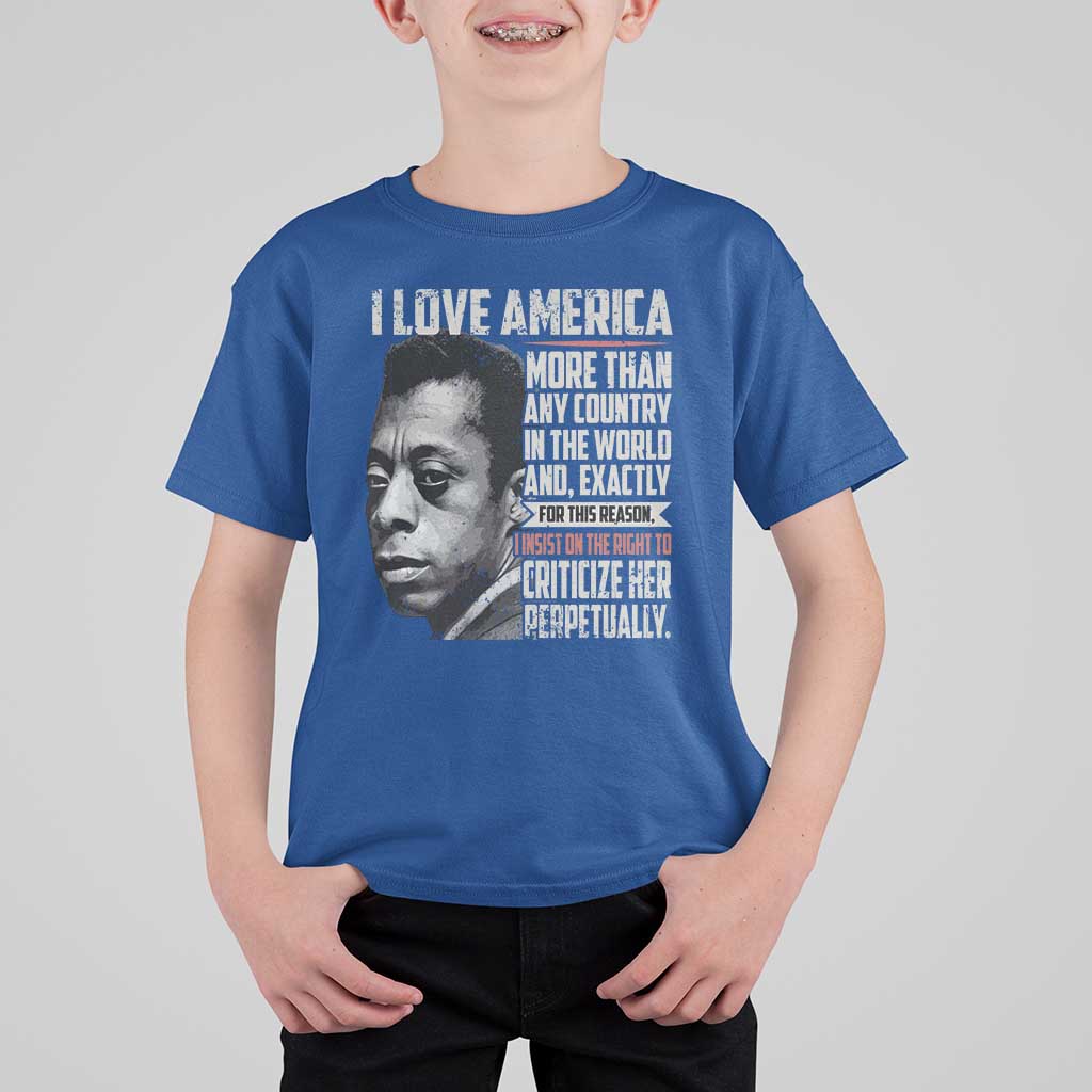 James Baldwin American Patriotic T Shirt For Kid I Love America More Than Any Country - Wonder Print Shop