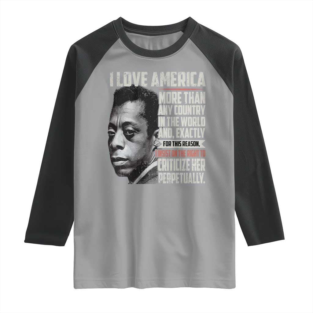 James Baldwin American Patriotic Raglan Shirt I Love America More Than Any Country - Wonder Print Shop