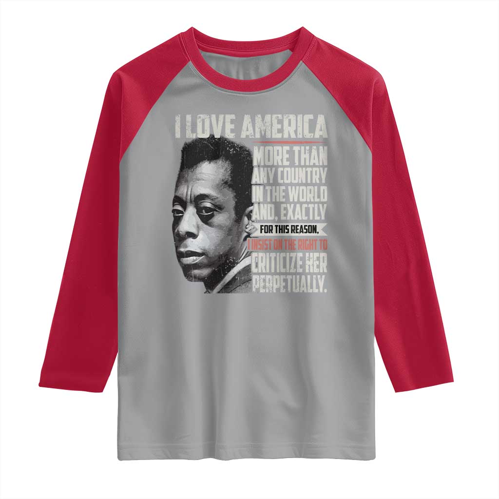 James Baldwin American Patriotic Raglan Shirt I Love America More Than Any Country - Wonder Print Shop