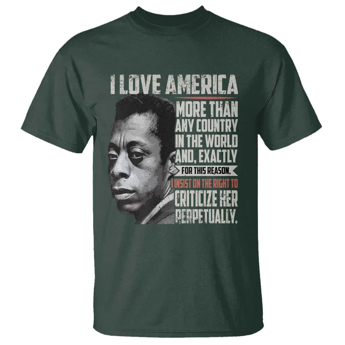 James Baldwin American Patriotic T Shirt I Love America More Than Any Country - Wonder Print Shop