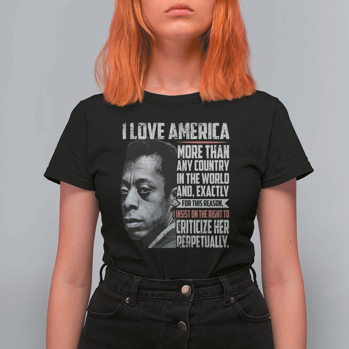 James Baldwin American Patriotic T Shirt For Women I Love America More Than Any Country - Wonder Print Shop
