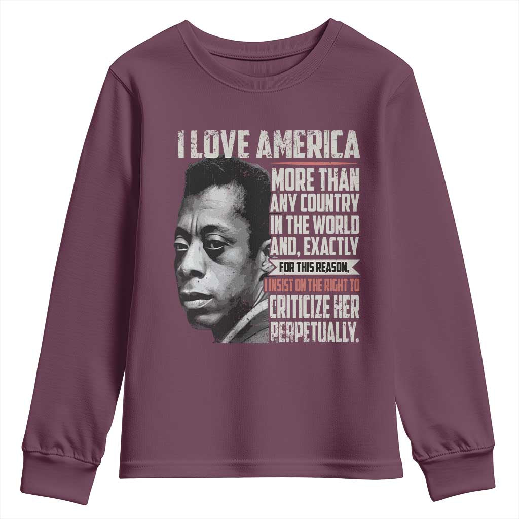 James Baldwin American Patriotic Youth Sweatshirt I Love America More Than Any Country - Wonder Print Shop