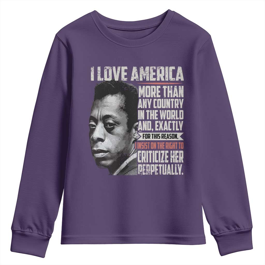 James Baldwin American Patriotic Youth Sweatshirt I Love America More Than Any Country - Wonder Print Shop