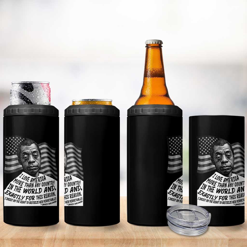 James Baldwin American Patriotic 4 in 1 Can Cooler Tumbler I Love America More Than Any Country American Flag - Wonder Print Shop