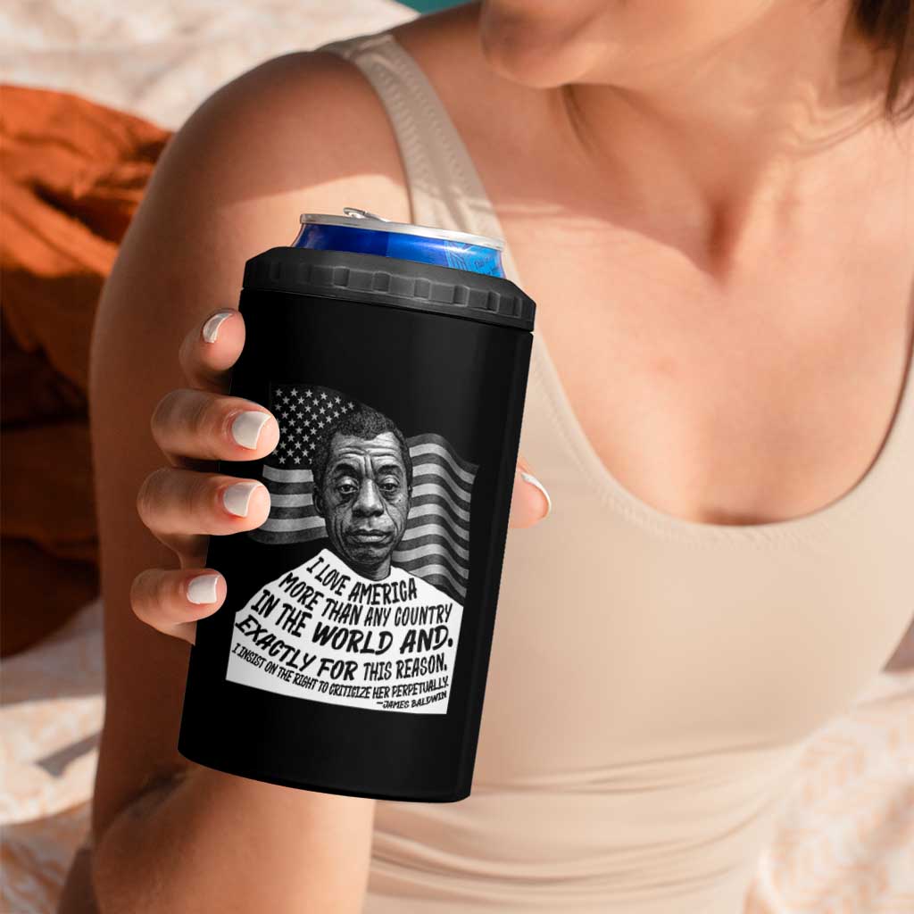 James Baldwin American Patriotic 4 in 1 Can Cooler Tumbler I Love America More Than Any Country American Flag - Wonder Print Shop