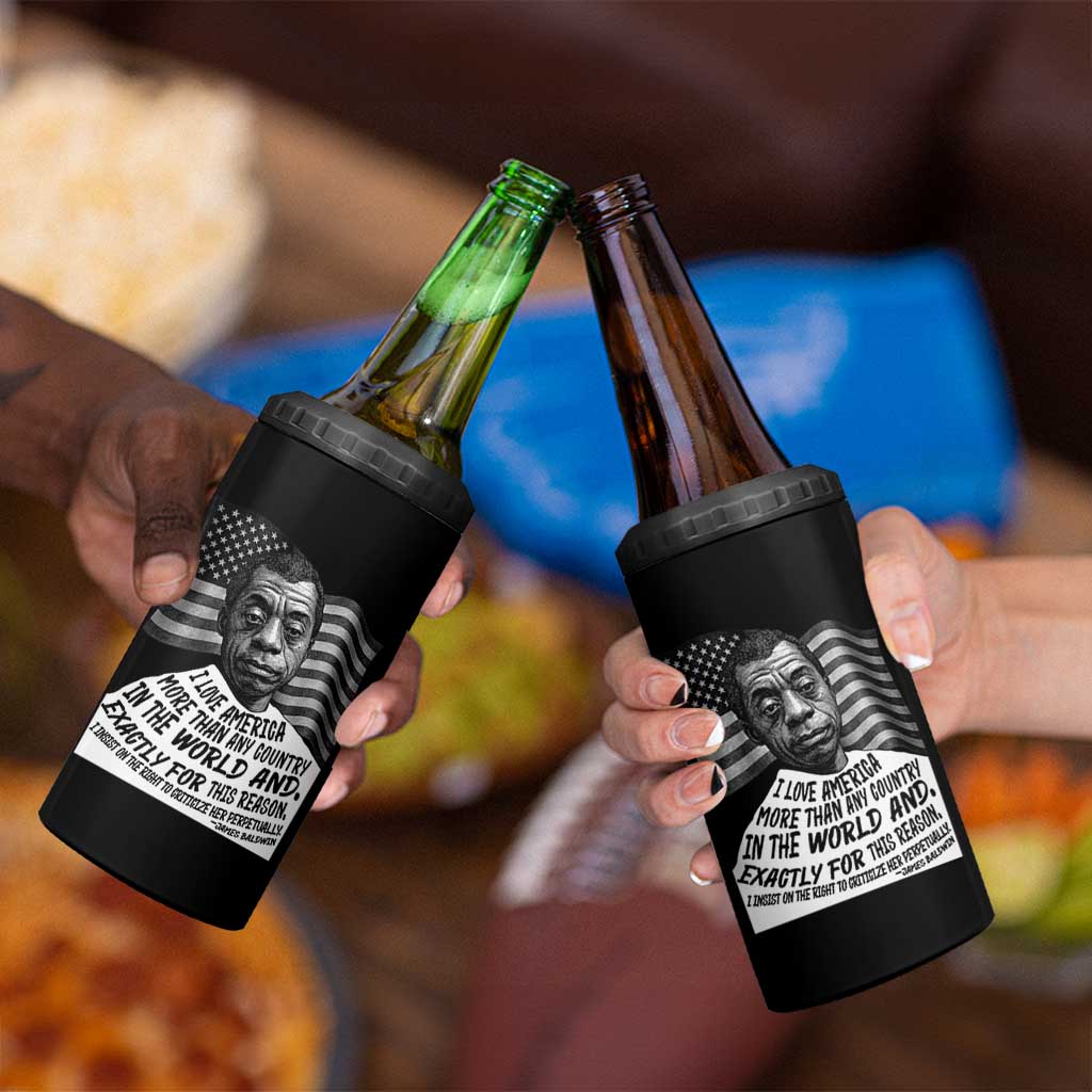 James Baldwin American Patriotic 4 in 1 Can Cooler Tumbler I Love America More Than Any Country American Flag - Wonder Print Shop