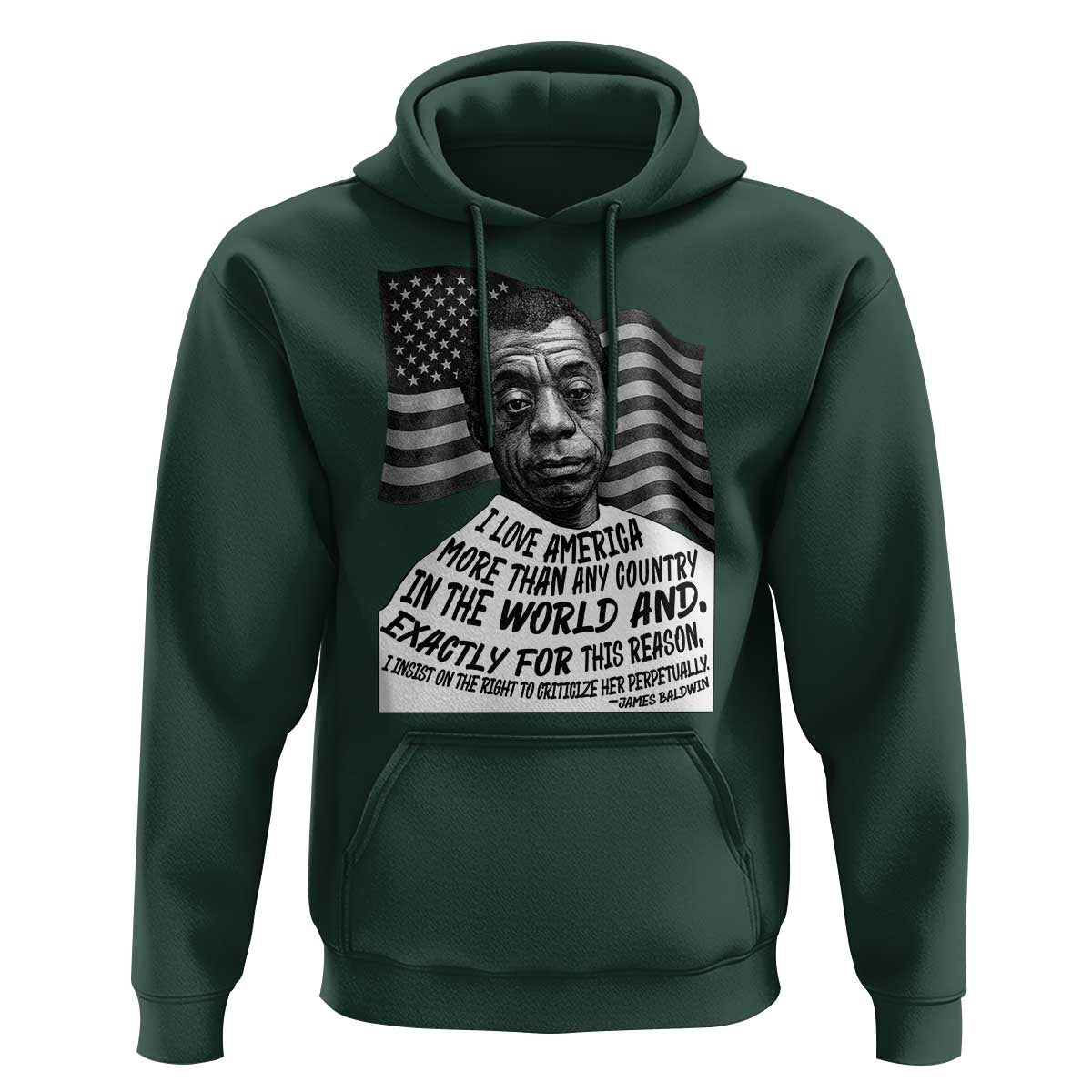 James Baldwin American Patriotic Hoodie I Love America More Than Any Country American Flag - Wonder Print Shop