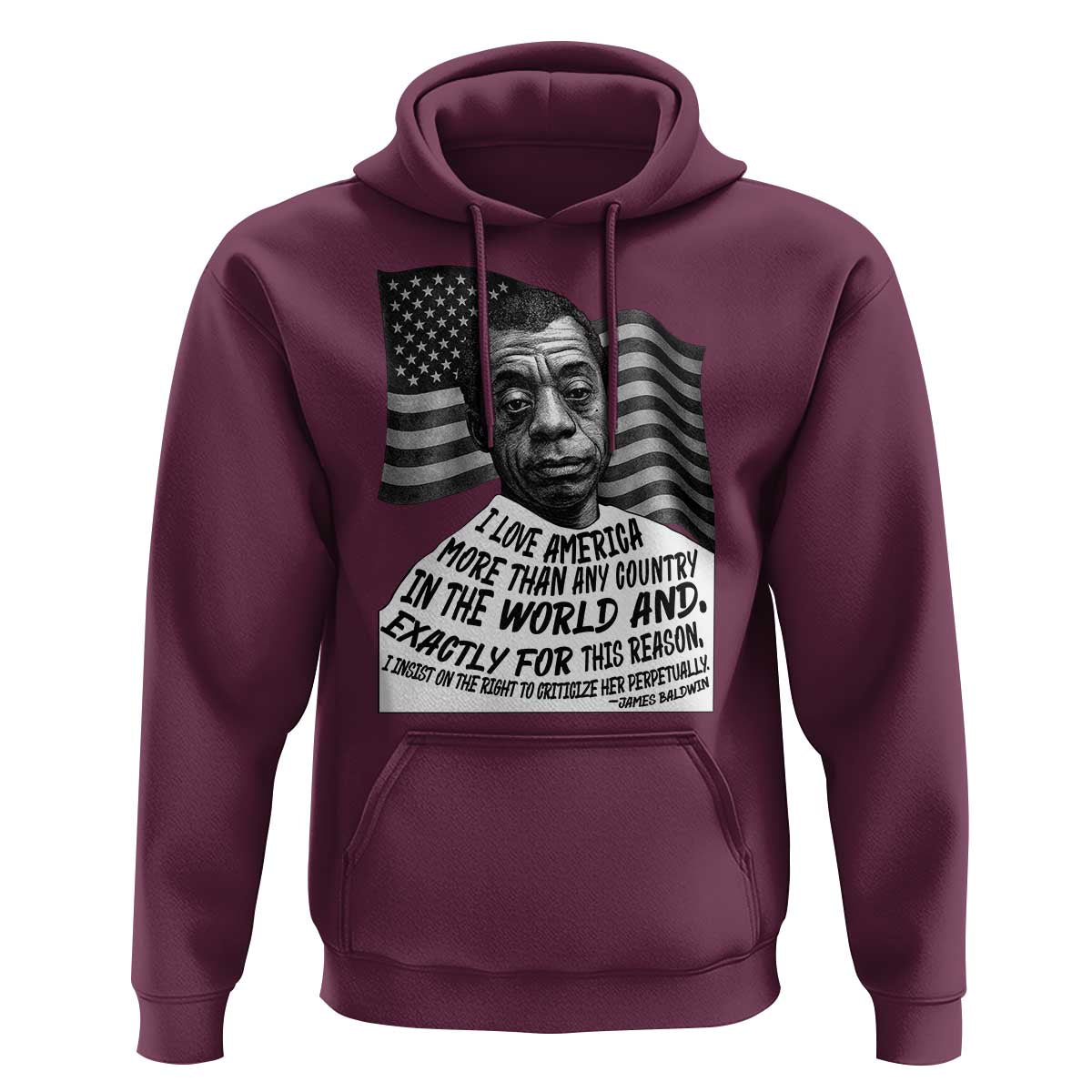 James Baldwin American Patriotic Hoodie I Love America More Than Any Country American Flag - Wonder Print Shop