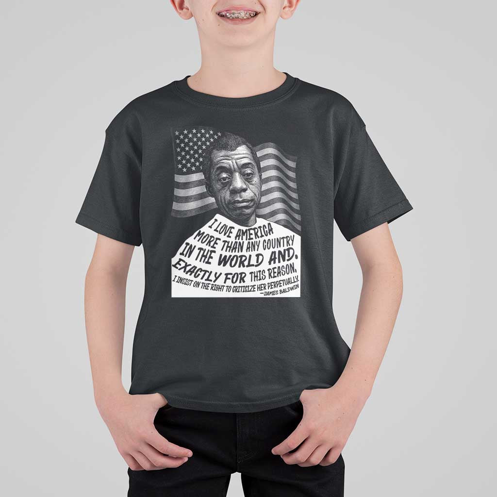 James Baldwin American Patriotic T Shirt For Kid I Love America More Than Any Country American Flag - Wonder Print Shop