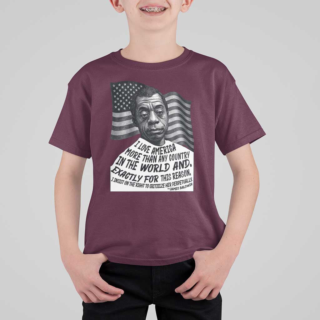 James Baldwin American Patriotic T Shirt For Kid I Love America More Than Any Country American Flag - Wonder Print Shop