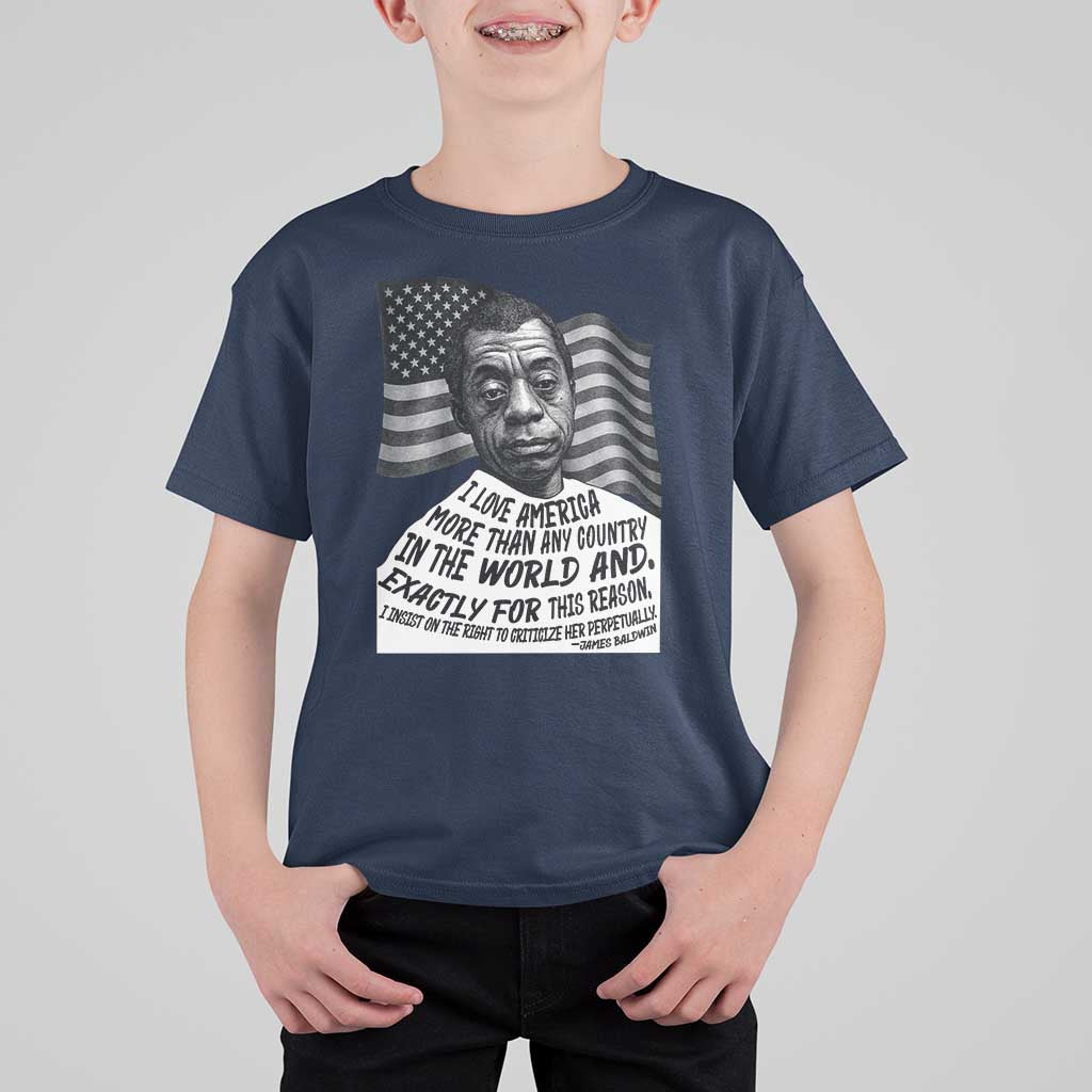 James Baldwin American Patriotic T Shirt For Kid I Love America More Than Any Country American Flag - Wonder Print Shop