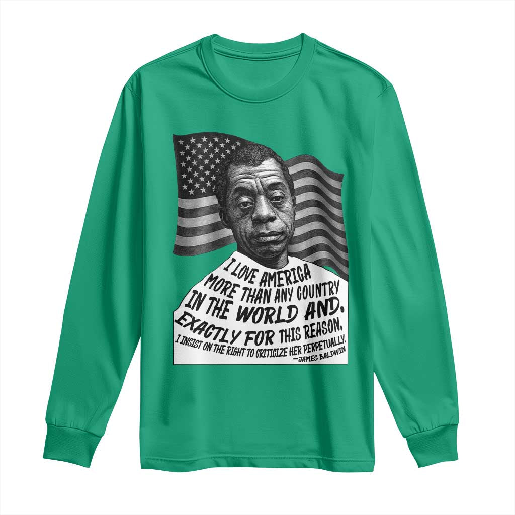 James Baldwin American Patriotic Long Sleeve Shirt I Love America More Than Any Country American Flag - Wonder Print Shop
