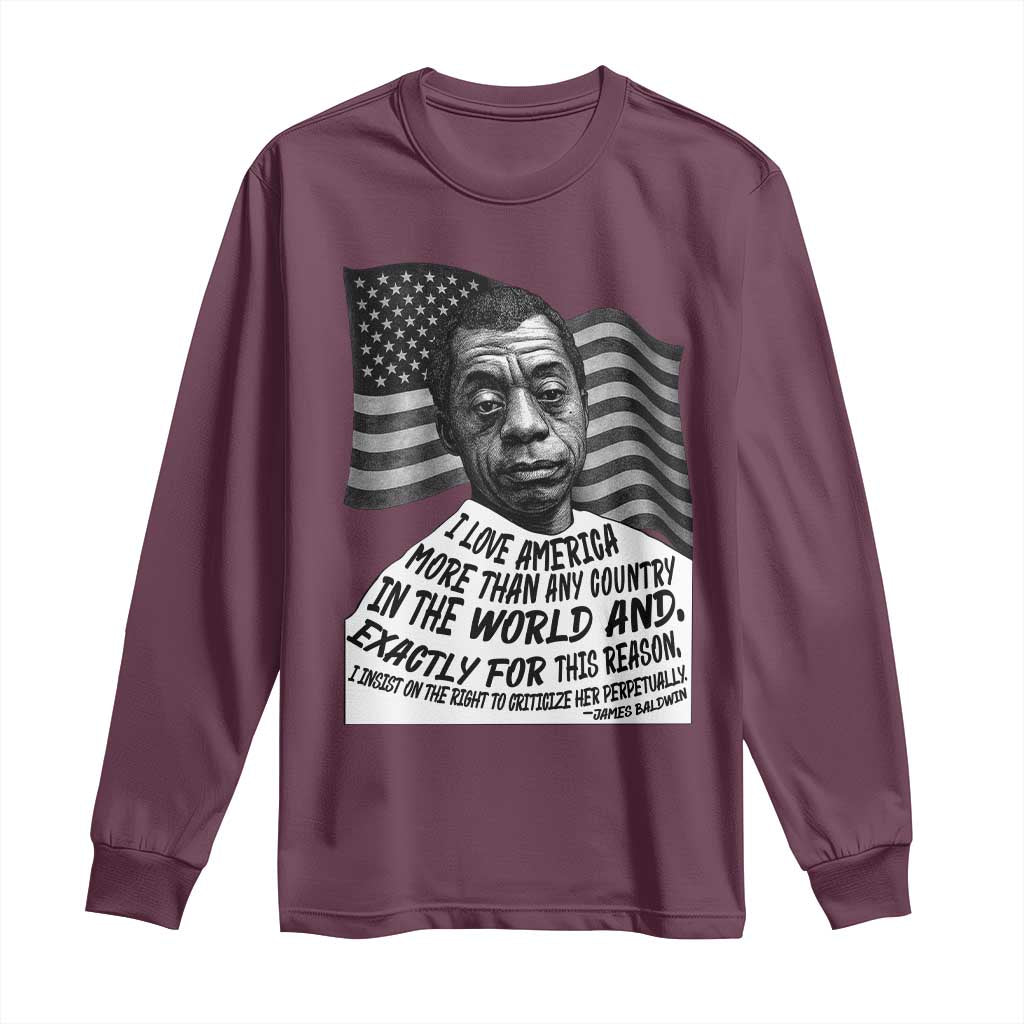 James Baldwin American Patriotic Long Sleeve Shirt I Love America More Than Any Country American Flag - Wonder Print Shop