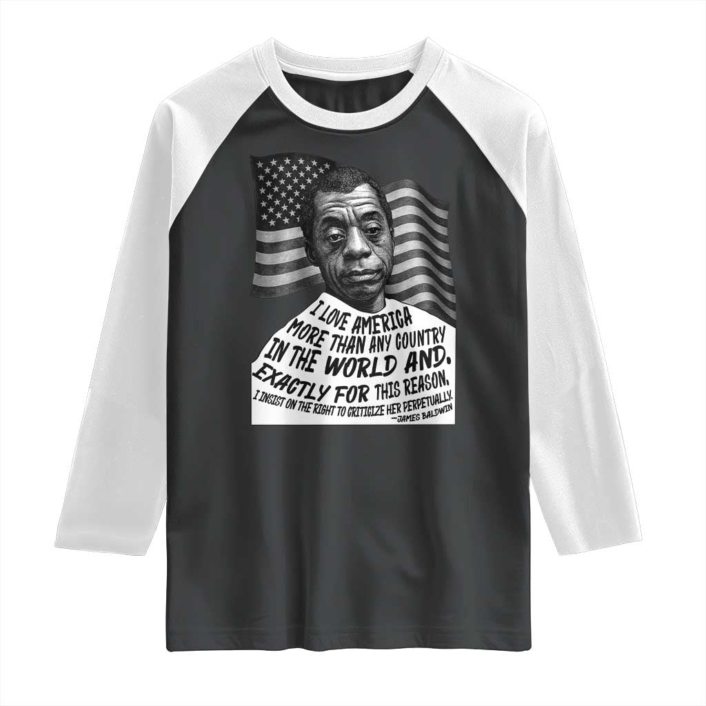 James Baldwin American Patriotic Raglan Shirt I Love America More Than Any Country American Flag - Wonder Print Shop