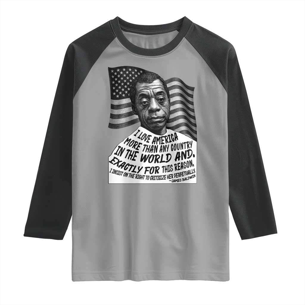 James Baldwin American Patriotic Raglan Shirt I Love America More Than Any Country American Flag - Wonder Print Shop