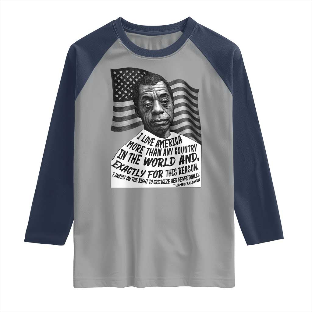 James Baldwin American Patriotic Raglan Shirt I Love America More Than Any Country American Flag - Wonder Print Shop