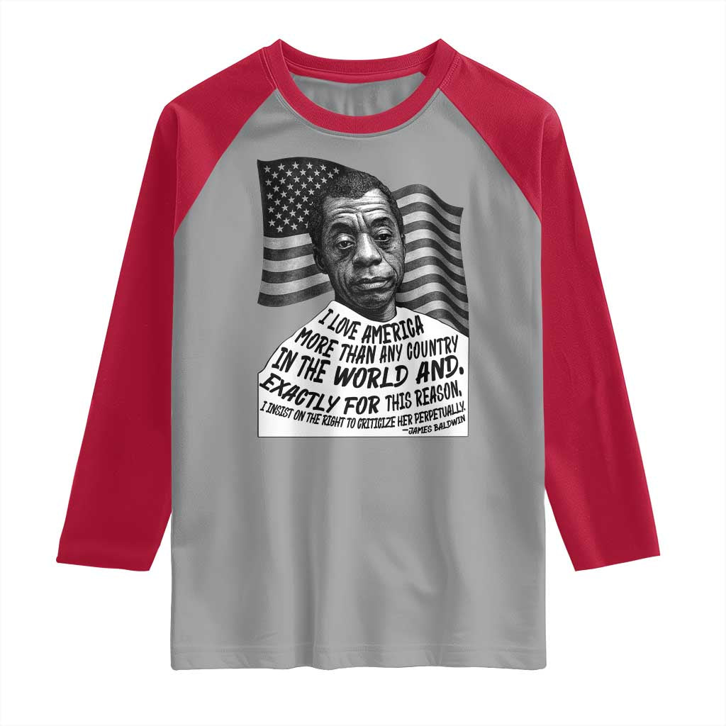 James Baldwin American Patriotic Raglan Shirt I Love America More Than Any Country American Flag - Wonder Print Shop