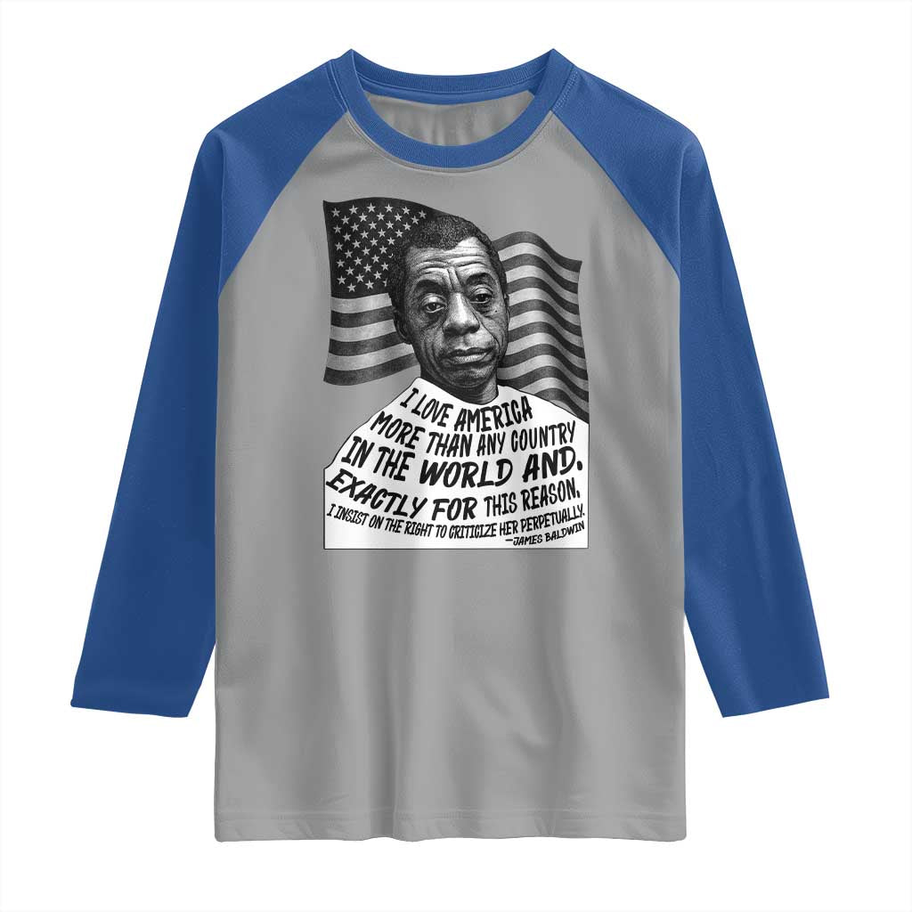 James Baldwin American Patriotic Raglan Shirt I Love America More Than Any Country American Flag - Wonder Print Shop