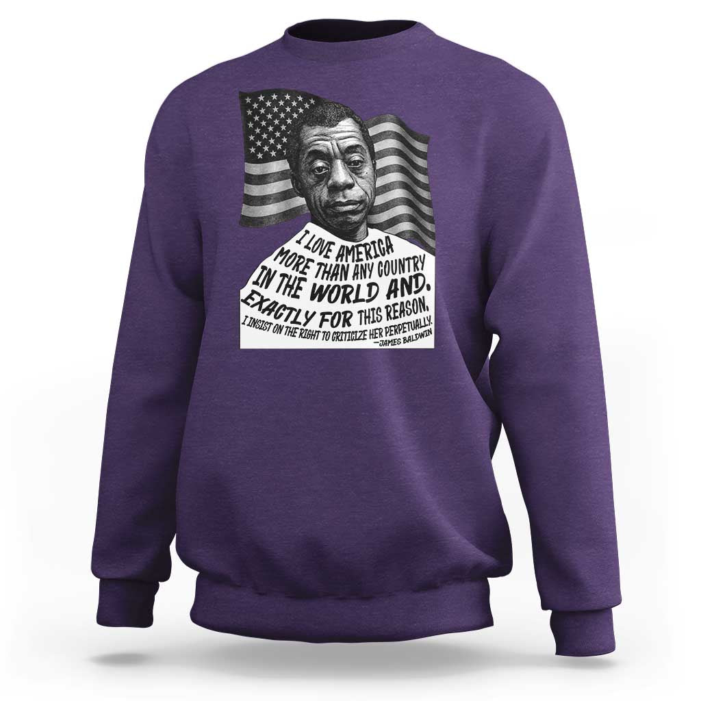 James Baldwin American Patriotic Sweatshirt I Love America More Than Any Country American Flag - Wonder Print Shop